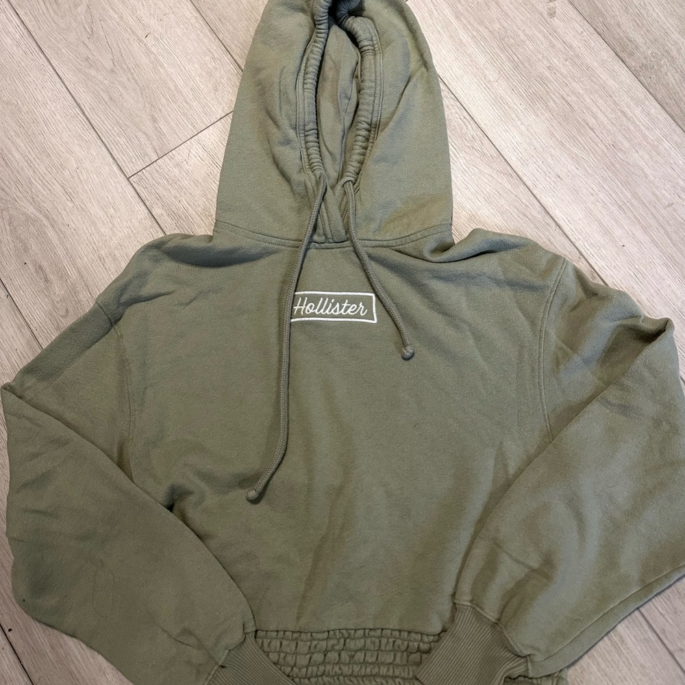 Hollister Green Cropped Hoodie
